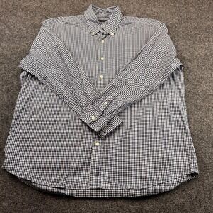 Turtleson Button Down Shirt Mens‎ XL Navy Gingham Plaid Cotton Preppy Classic